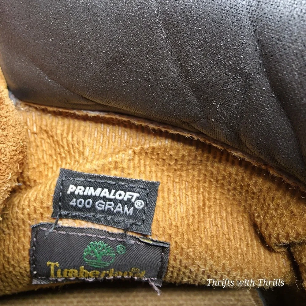 Timberland Wheat Leather Lace-Up Work Boots with Black Collar